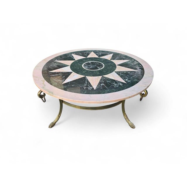 Mid-Century Modern Italian Marble Inlay Coffee Table with Gilt Bronze Base, 1950s For Sale - Image 12 of 14