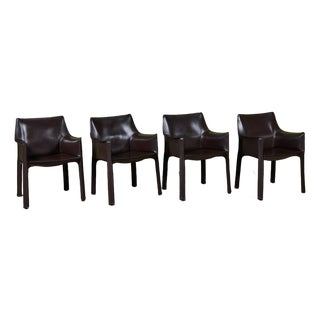 Set of Four Mario Bellini Cab Armchairs for Cassina For Sale