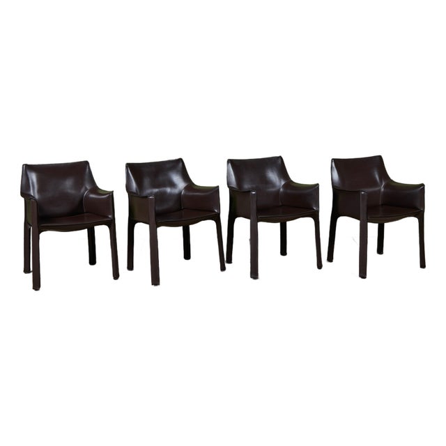Set of Four Mario Bellini Cab Armchairs for Cassina For Sale