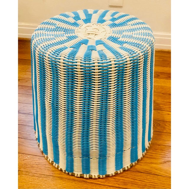 Metal 1970s Mid-Century Modern Woven Outdoor Side Table For Sale - Image 7 of 8