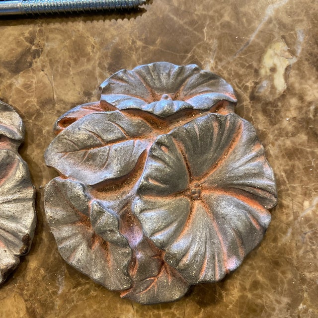 Art Deco 1920s Waverly Studios Cast Iron Hand Painted Curtain Tie Backs - Set of 2 For Sale - Image 3 of 6