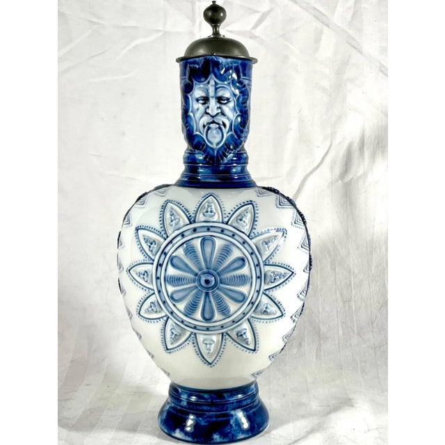 Antique German Kpm Porcelain Lidded Bartmann Jug Tankard. For Sale - Image 13 of 13