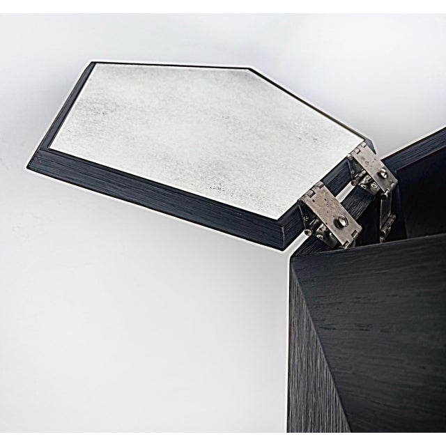 Restoration Hardware Sculptural Polyhedron Rolling Bar Cart With Hinged Doors For Sale - Image 14 of 17