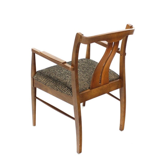 Six Mid-Century Modern Medium Light Walnut Dining Chairs New Upholstery MINT For Sale - Image 6 of 10