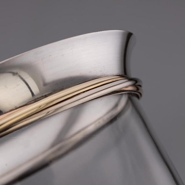 French Silver-Mounted Glass Ice Buckets & Champagne Cooler by Cartier, 1990s, Set of 3 For Sale - Image 6 of 11