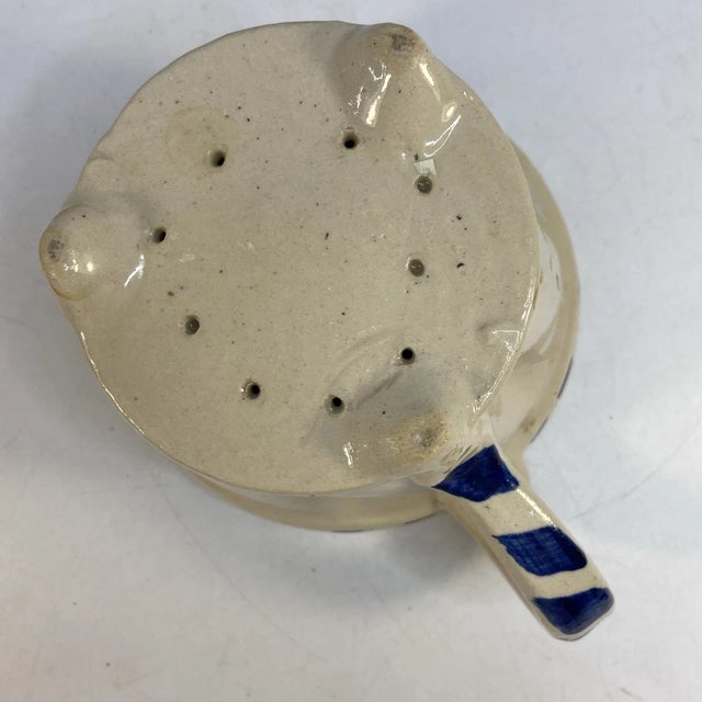 Ceramic Antique French Cheese Mold Strainer Faisselle Footed Stonewear Sieve Holes 4.5in For Sale - Image 7 of 14