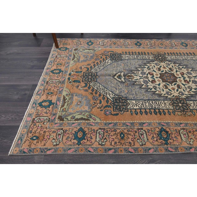 Textile 1970s Vintage Turkish Oushak Handmade Wool Cotton Orange Area Rug For Sale - Image 7 of 11