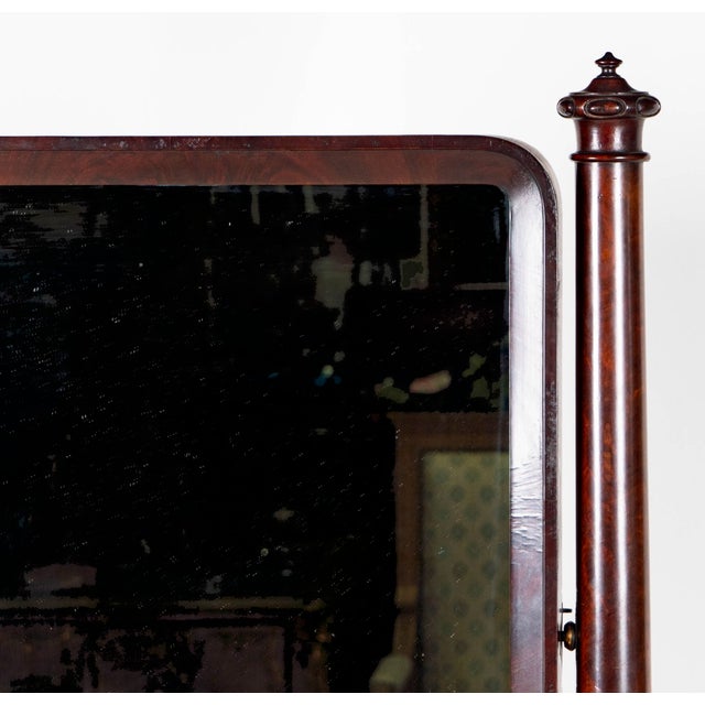 Elegant English Regency Style Mahogany Vanity Mirror With Turned Column Supports, Tilting Plate, Mid-20th Century For Sale - Image 4 of 8