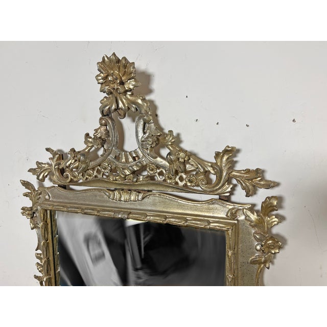C. 1950s Italian Hand Carved Silver Leaf Mirror For Sale In Boston - Image 6 of 10