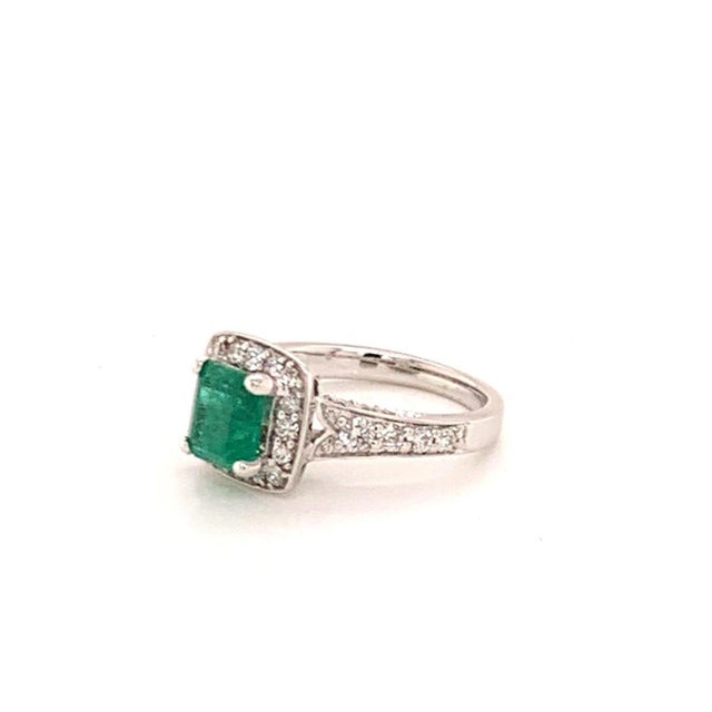 2010s Diamond Emerald Ring 14k Gold 1.40 TCW Certified For Sale - Image 5 of 8