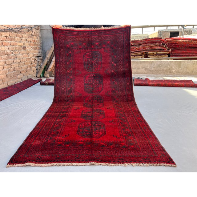 Vintage Afghan Ersari Elephant Foot Rug, Oxblood Abrash - 8'0" X 3'11" For Sale - Image 13 of 13