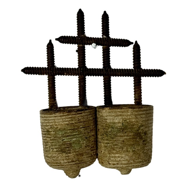 Miniature Vintage Tramp Art Hand Made Objet d'Art of Planters With Trellis For Sale