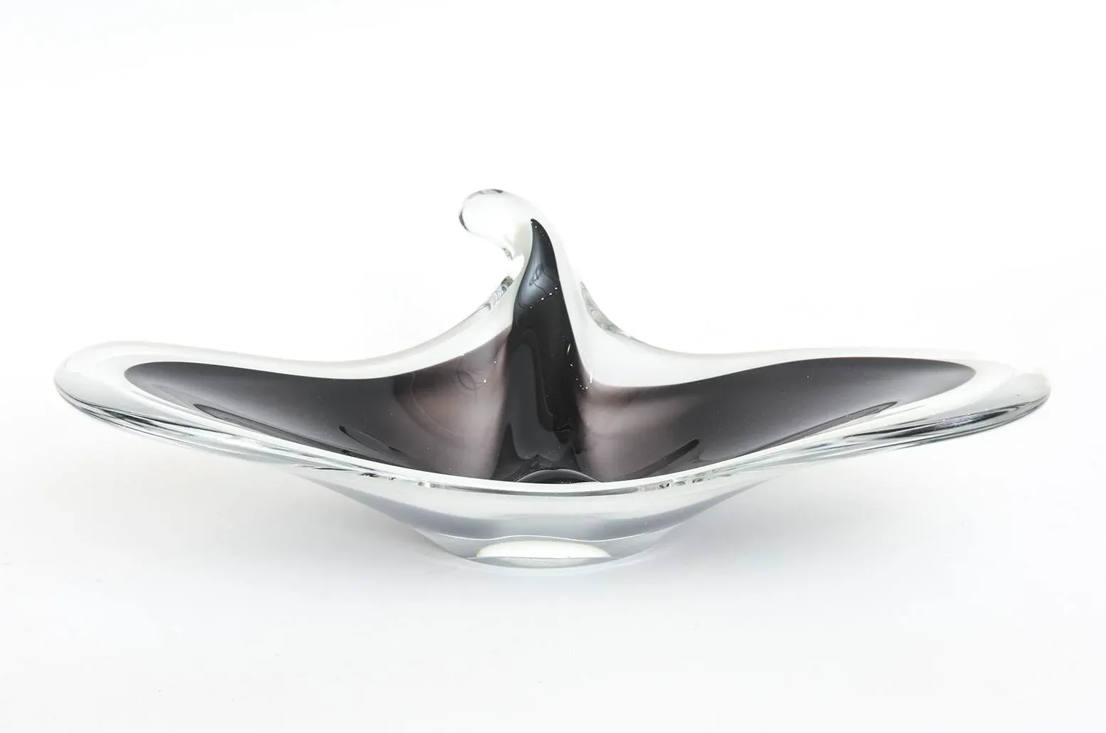 Vintage Swedish Paul Kedev for Flygsfors Stingray Glass Bowl