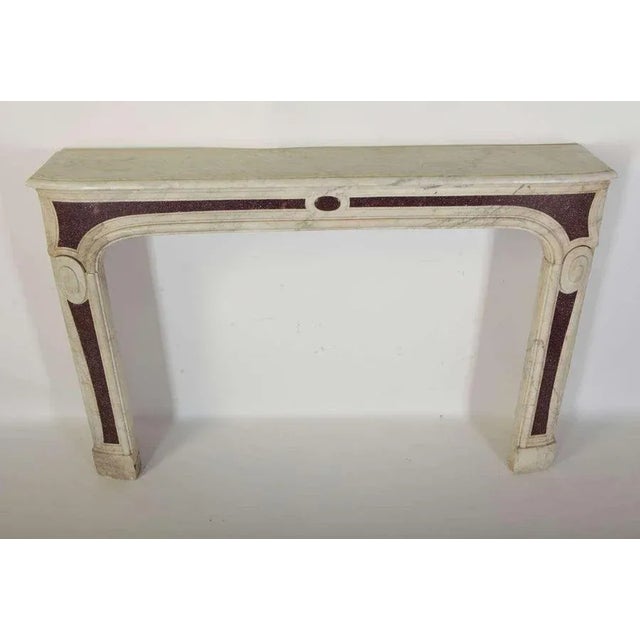 18th-Century Louis XVI French White Marble Fireplace with Porphyry Insert For Sale - Image 3 of 8