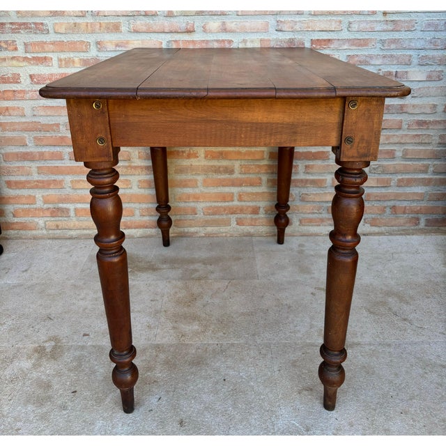 Brown French Country Pine Worktable in Oak, 1920s For Sale - Image 8 of 18
