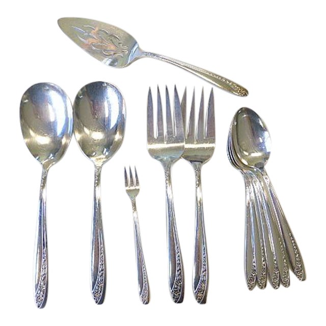 11 Piece Starlight Wm Rogers Is Flatware Serving Hostess Set 1953 Mid Century Modern For Sale