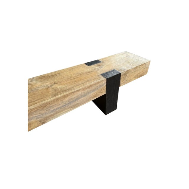Wood Long Sculptural Teak Wood Bench, Modern Organic, Stunning Wood Textures For Sale - Image 7 of 11