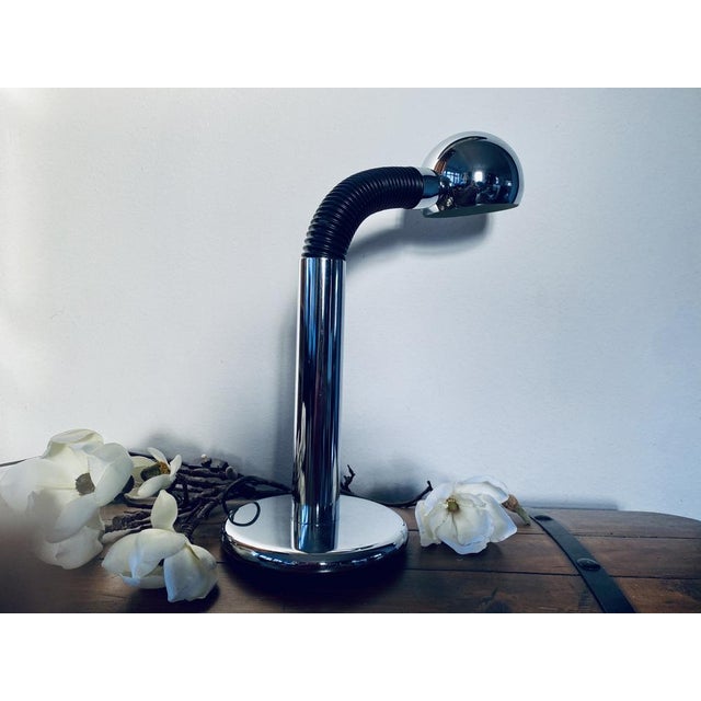 Vintage Italian Chrome Table Lamp by Bellini for Targetti, 1970 For Sale - Image 5 of 18