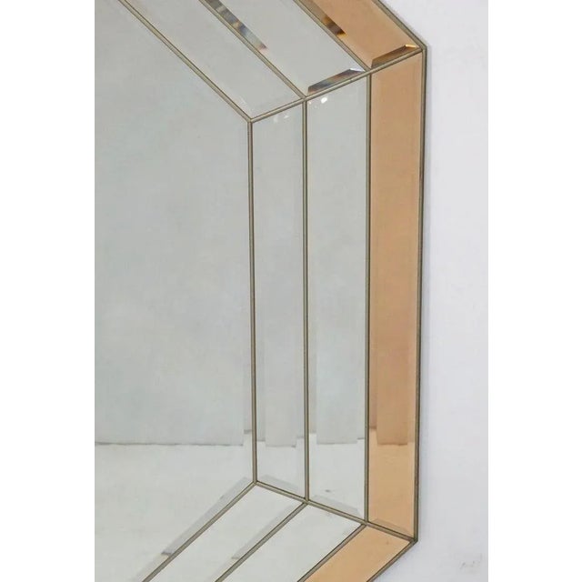 Octagonal Modernist Octagonal Modernist Beveled Glass Wall Mirror From Italy (H 45 1/4 X W 35) For Sale - Image 10 of 13