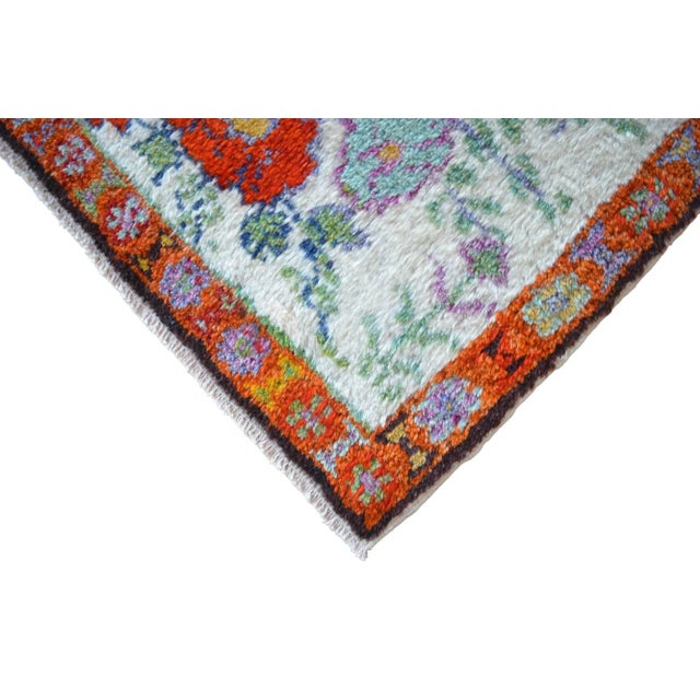 High Pile Area Rug Hand Knotted Colorful Oushak Medallion Rug - 3'10'' X 6' For Sale - Image 10 of 12