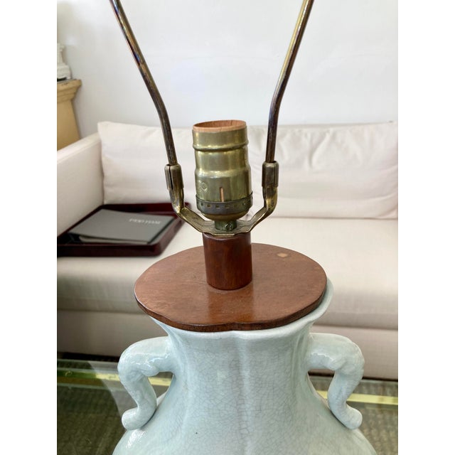 Celedon Ceramic Asian Table Lamps - a Pair For Sale - Image 4 of 12