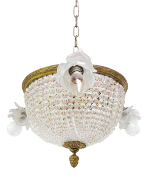 French Corbeille Chandelier in Bronze and Glass, 1890s