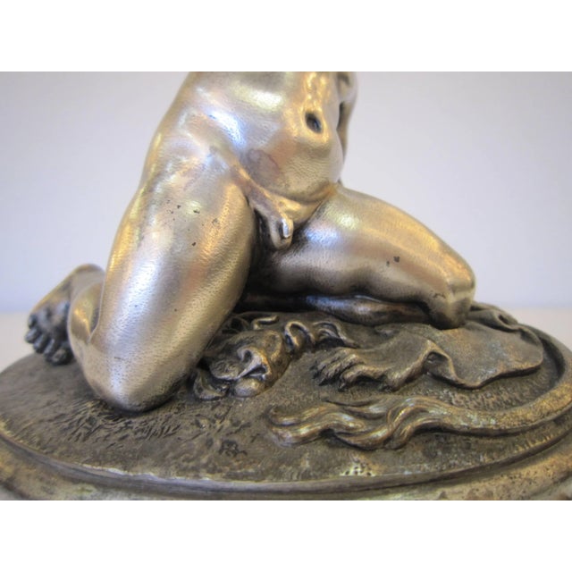 Mid 19th Century Small Sculpture of a Nude Boy on Malachite Base, Benjamin Schlick -Mid-19th Cent For Sale - Image 5 of 10