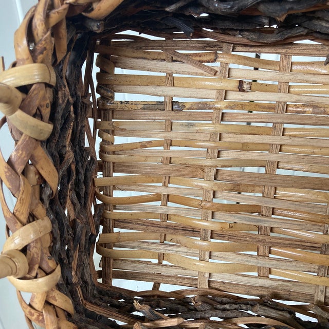Vintage 11” Hand-Woven Grapevine Gathering Basket - Signed Br For Sale - Image 11 of 12
