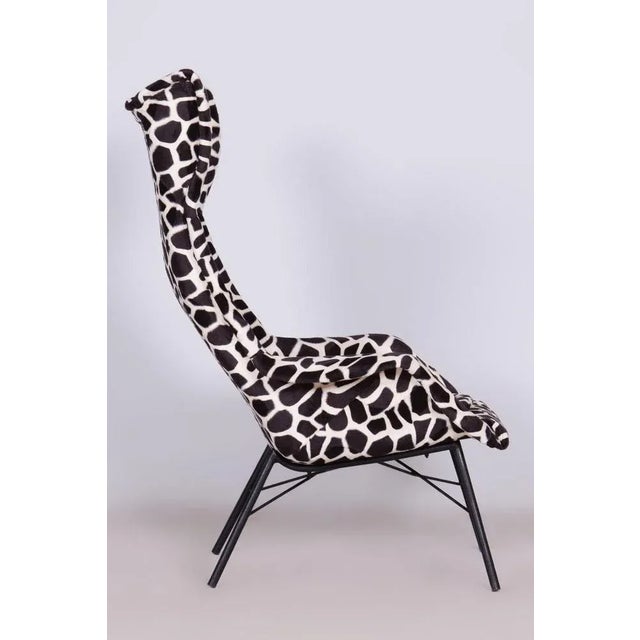 Textile Wingchair with mitation Giraffe Fur from Miroslav Navratil, Czechia, 1950s For Sale - Image 7 of 13