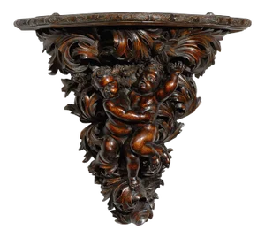19th Century French Baroque Style Hand-Carved Walnut Bracket