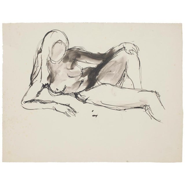 8 Original Nude Pen, Pencil and China Ink Drawings by French Master 20th Century Mid 20th Century For Sale - Image 11 of 11