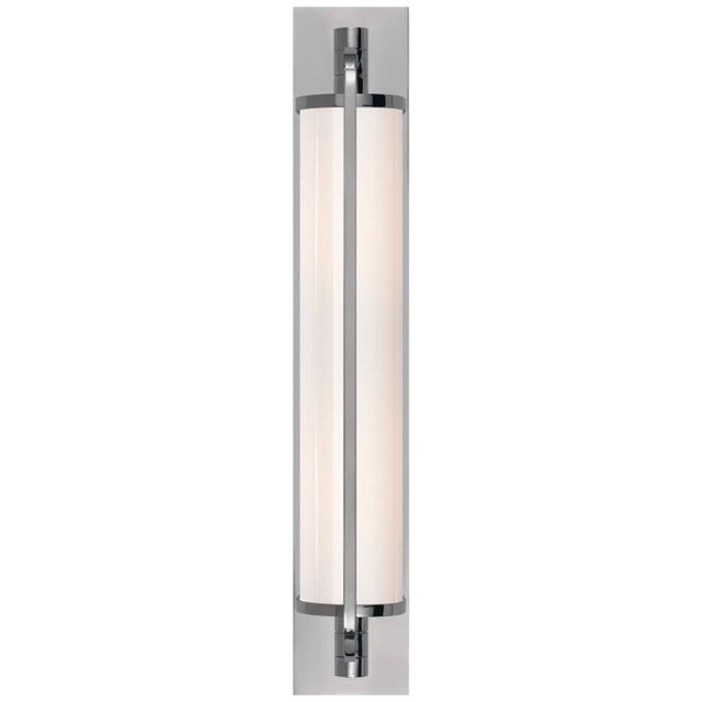 Thomas O'Brien for Visual Comfort Signature Keeley Tall Pivoting Sconce in Chrome with White Glass For Sale