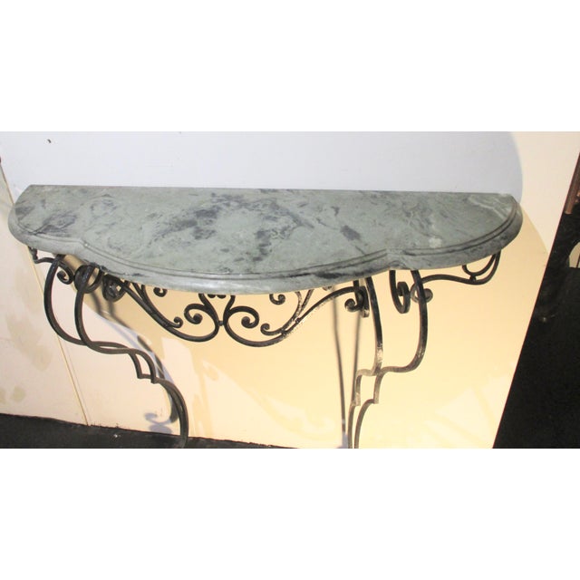 Art Deco 1930s French Wrought Iron and Marble Console Table For Sale - Image 3 of 15