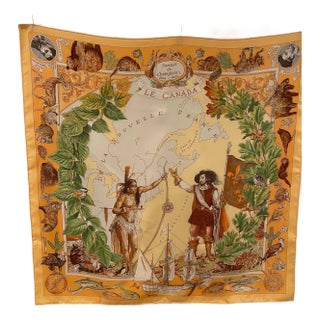 Hermès Samuel De Champlain Silk Scarf by Kermit Oliver 2006 For Sale