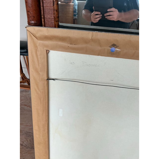 Red Vintage Boho Abstract Painting Oil on Canvas For Sale - Image 8 of 9