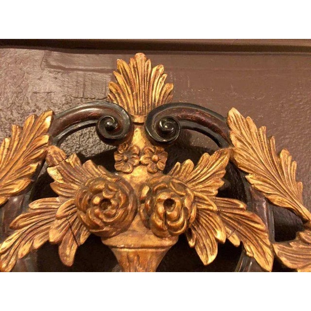 French Regency Antique Mirror of Mahogany and Gilt with Basket of Roses Design For Sale In New York - Image 6 of 9