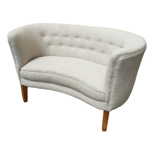 Small Mid-Century Banana Sofa, Denmark, 1970s For Sale