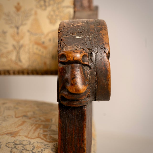 Brown Medival French Armchair, France, 18th Century For Sale - Image 8 of 12