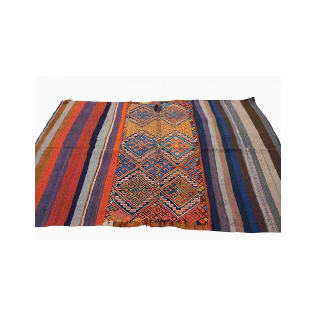 Decorative Turkish Embroidered Kilim Rug - 4`4″ X 6`1″ Ft. For Sale - Image 4 of 6
