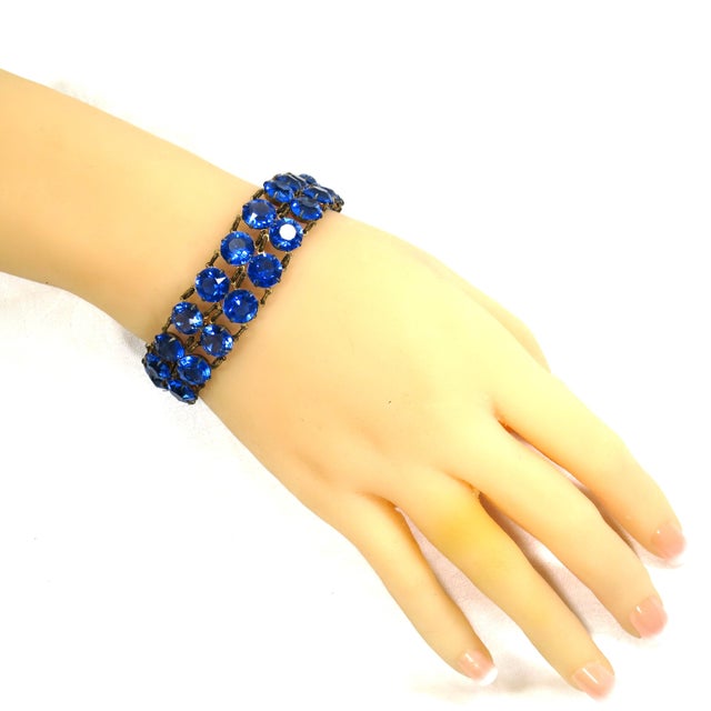 Vintage Austrian Sapphire Crystal Bracelet 1950s For Sale - Image 9 of 9