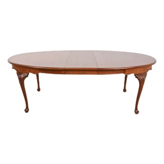 Henkel Harris Queen Anne Solid Mahogany Extension Dining Table, Newly Refinished For Sale