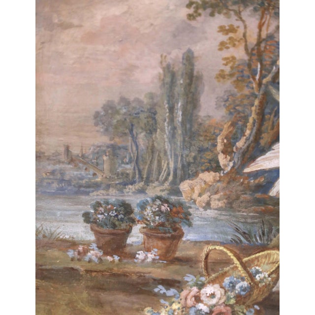 Pair of 18th Century French Louis XVI Framed Watercolors With Protective Glass For Sale - Image 9 of 14