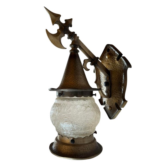 Early 20th Century 1930s Gothic Tudor Outdoor Wall Sconces With Original Patina - a Pair For Sale - Image 5 of 9