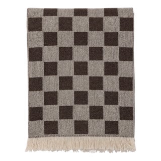 Brown Checkered Plaid in Cashmere and Wool by Villa Como For Sale