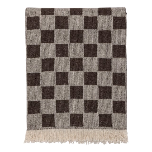 Brown Checkered Plaid in Cashmere and Wool by Villa Como For Sale