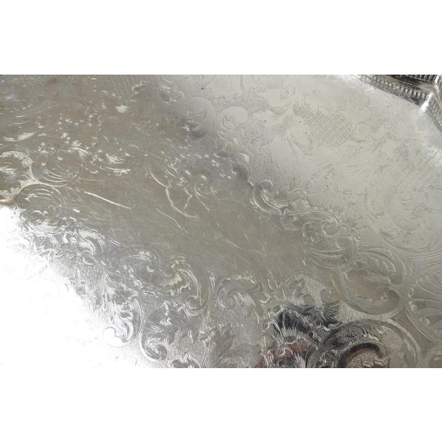 Vintage William Adams Sheffield England Edwardian Silver Plated Scalloped Tray For Sale - Image 11 of 16