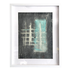 Cove.v White Framed Surreal Blue Painting