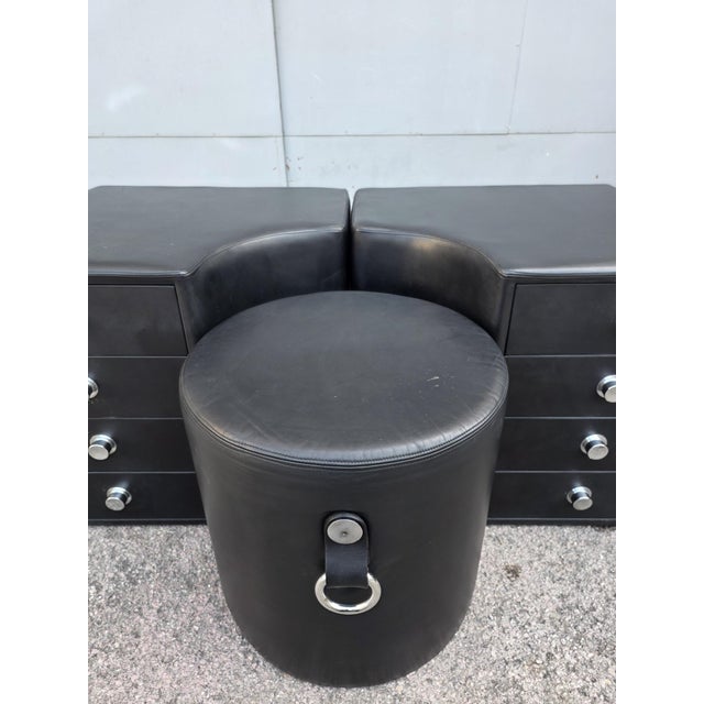 Chest of Drawers with Black Leather Stool by Guido Faleschini for I4 Mariani, 1970, Set of 3, in Very Good conditions....