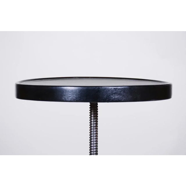 Bauhaus Round Black Piano Stool in Chrome-Plated Steel & Lacquered Wood, Czech, 1930s For Sale - Image 4 of 10