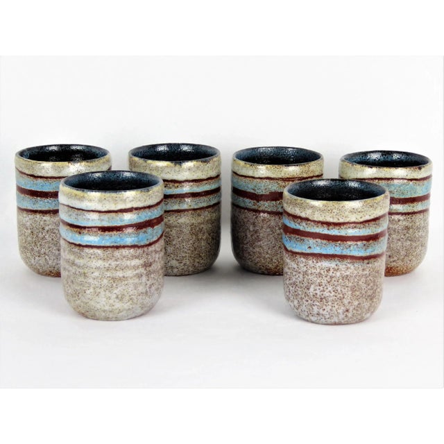 1960s Ceramic Cups from Accolay, 1960s, Set of 6 For Sale - Image 5 of 9